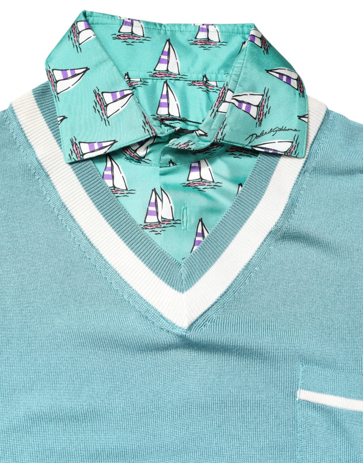 Dolce &amp; Gabbana Sample Sale Dolce &amp; Gabbana Green Printed Collared Short Sleeve T-shirt - | Designer outlet