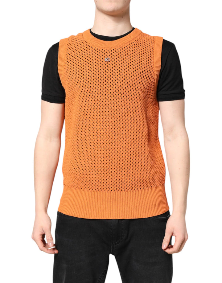 Dolce &amp; Gabbana Sample Sale Dolce &amp; Gabbana Orange Cashmere Round Neck Sleeveless T-shirt - | Designer outlet