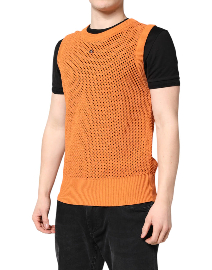 Dolce &amp; Gabbana Sample Sale Dolce &amp; Gabbana Orange Cashmere Round Neck Sleeveless T-shirt - | Designer outlet