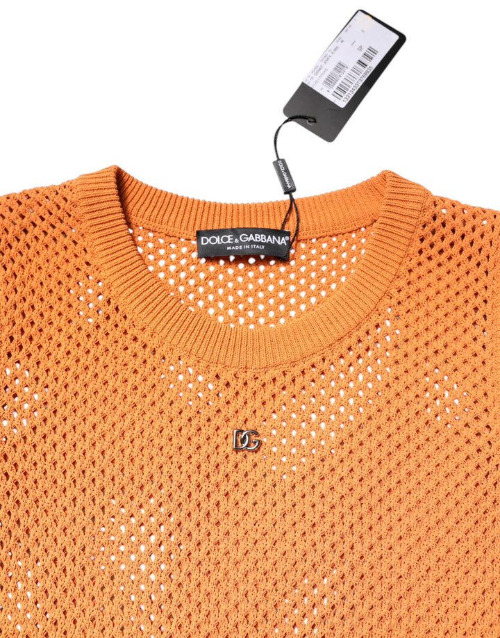 Dolce &amp; Gabbana Sample Sale Dolce &amp; Gabbana Orange Cashmere Round Neck Sleeveless T-shirt - | Designer outlet