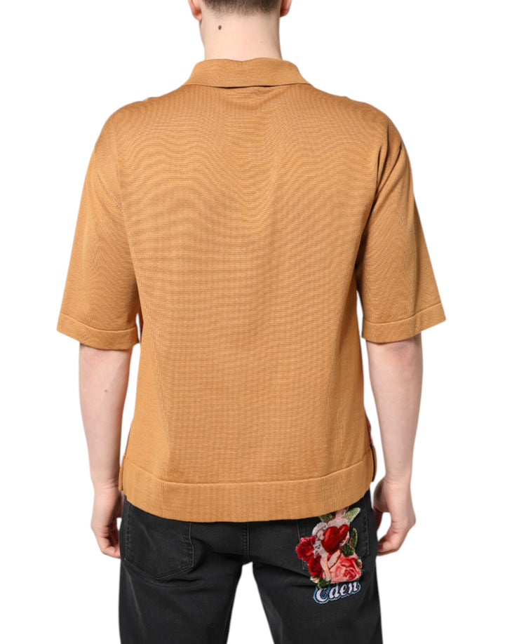 Dolce &amp; Gabbana Sample Sale Dolce &amp; Gabbana Brown Floral Collared Short Sleeve T-shirt - | Designer outlet