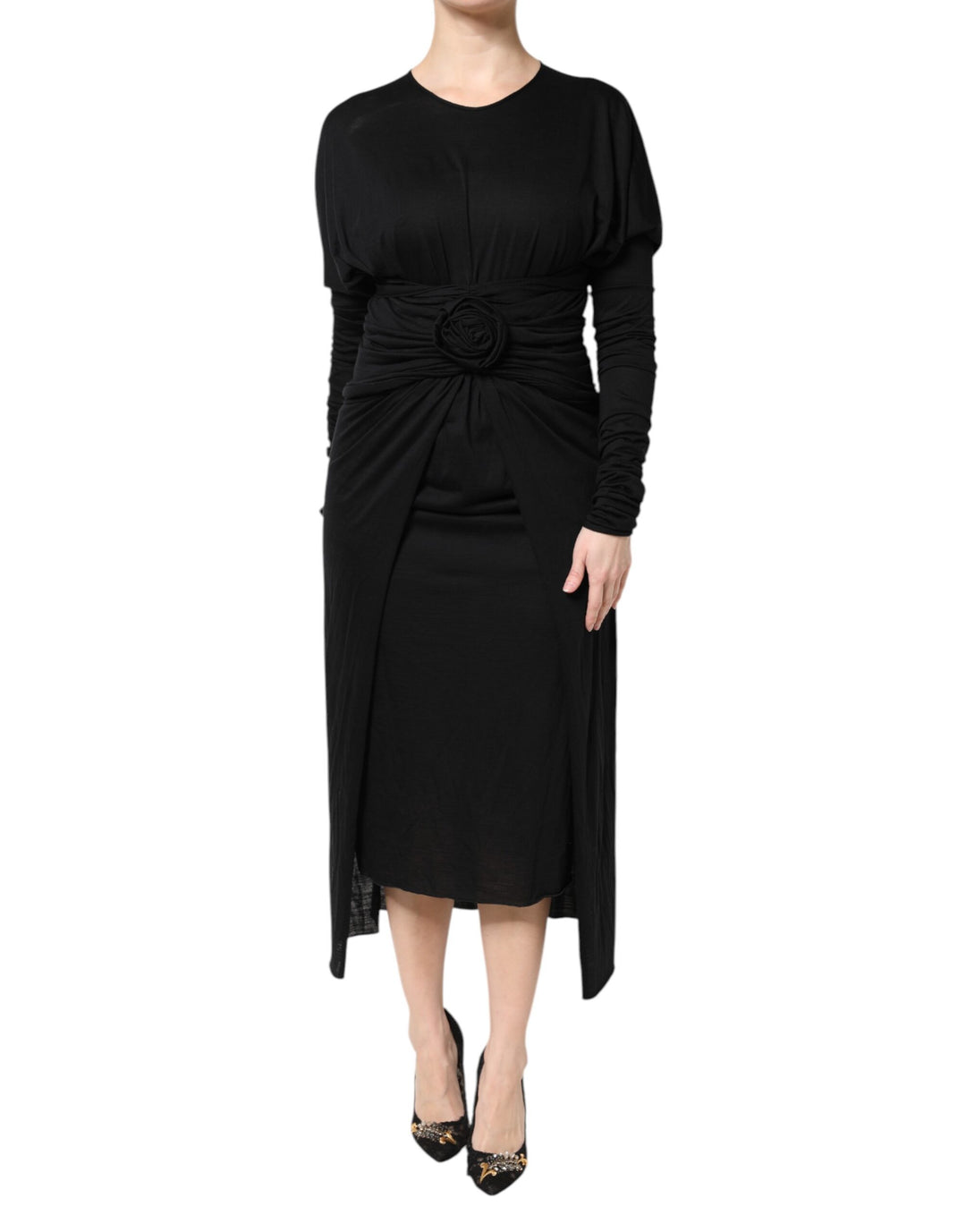 long sleeve midi dress designer Dim Long Sleeve Designer Midi Dress