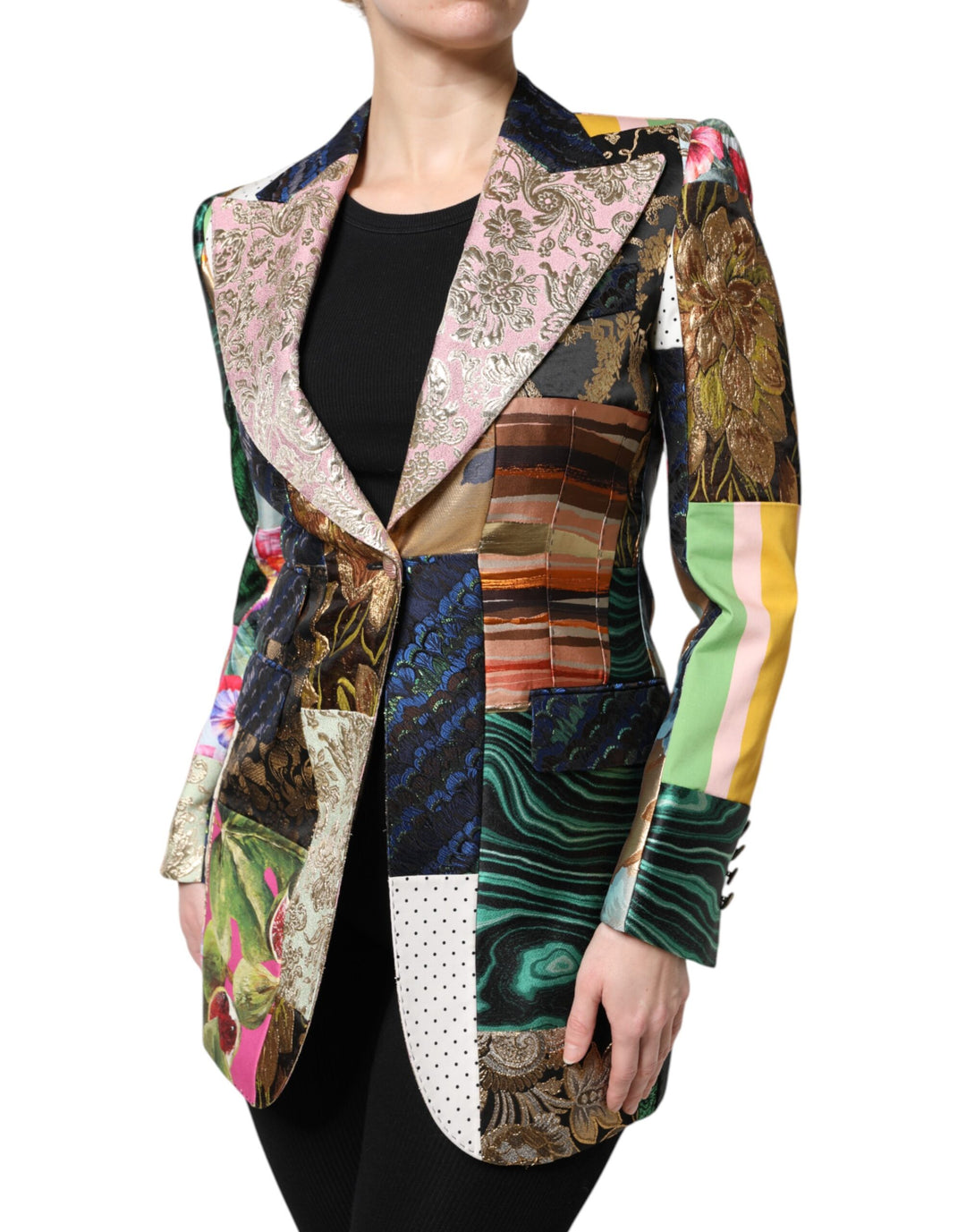 Dolce &amp; Gabbana Multicolor Floral Patchwork Jacquard Jacket by Dolce &amp; Gabbana outlet now on sale