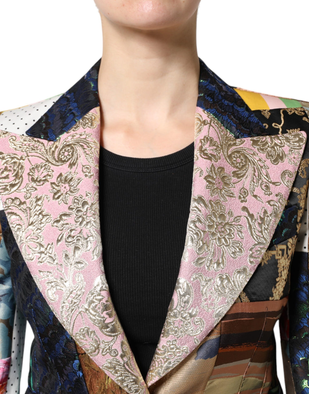 Dolce &amp; Gabbana Multicolor Floral Patchwork Jacquard Jacket by Dolce &amp; Gabbana outlet now on sale
