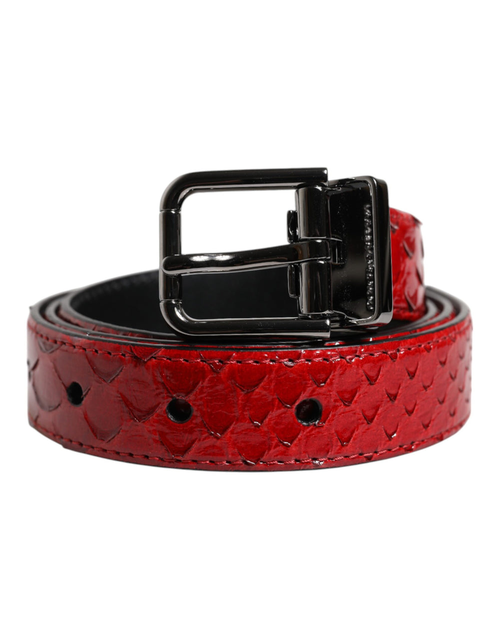 Dolce & Gabbana Red Exotic Leather Brass Metal Buckle Belt by Dolce & Gabbana outlet now on sale
