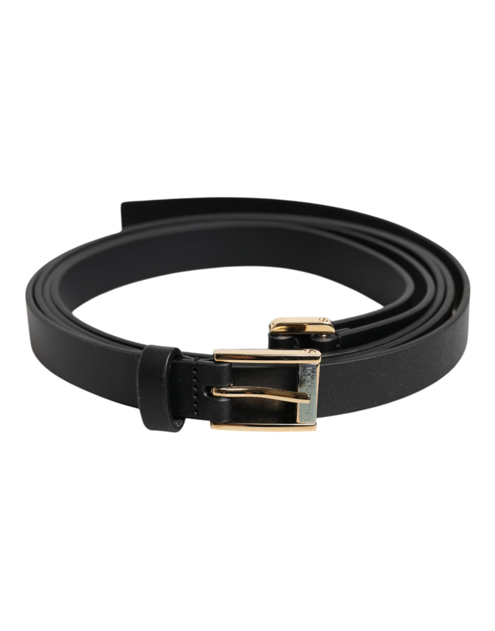 Dolce & Gabbana Sample Sale Dolce & Gabbana Black Classic Gold Metal Logo Buckle Belt - | Designer outlet