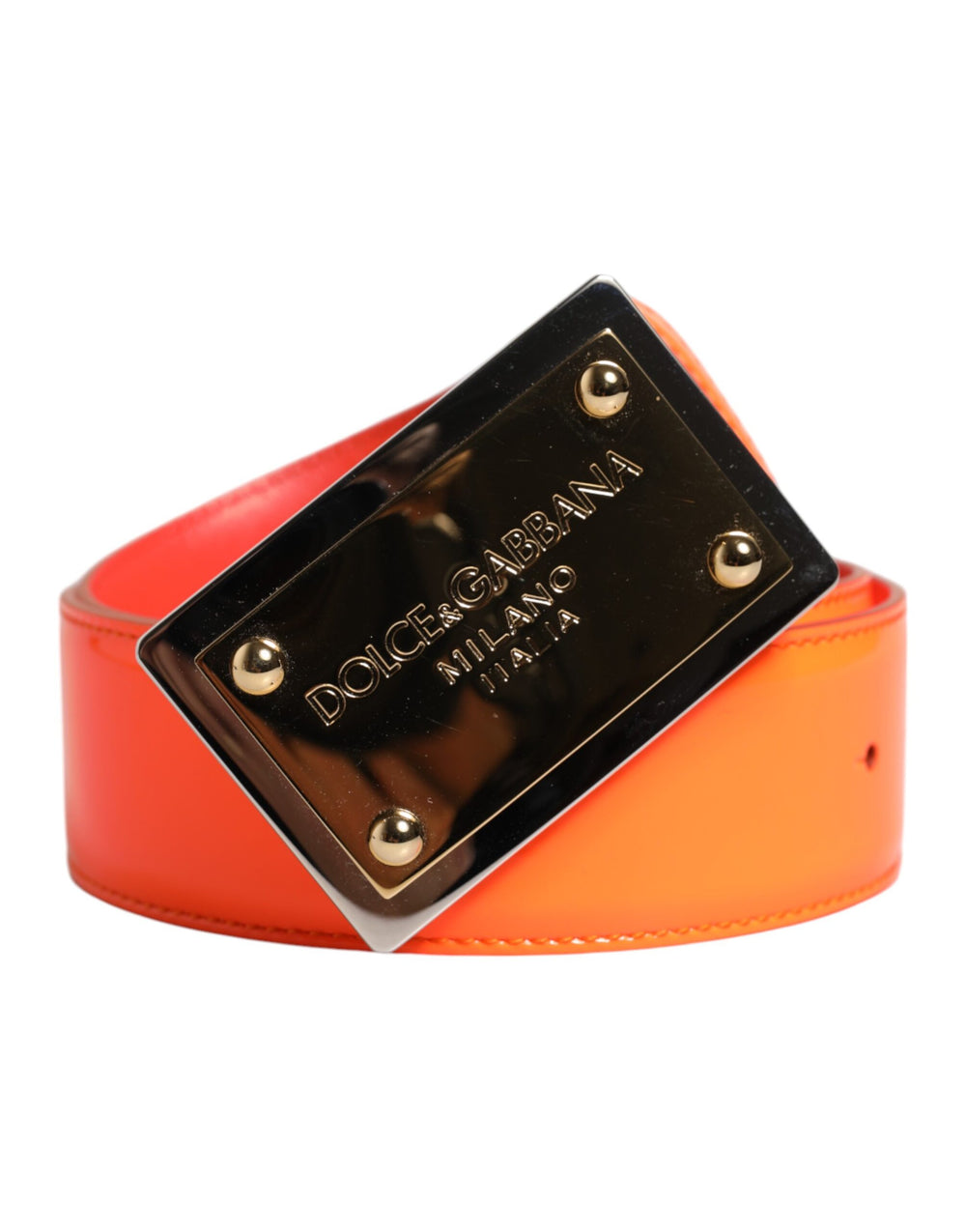 Dolce & Gabbana Sample Sale Dolce & Gabbana Orange Gold Tone Metal Logo Buckle Belt - | Designer outlet