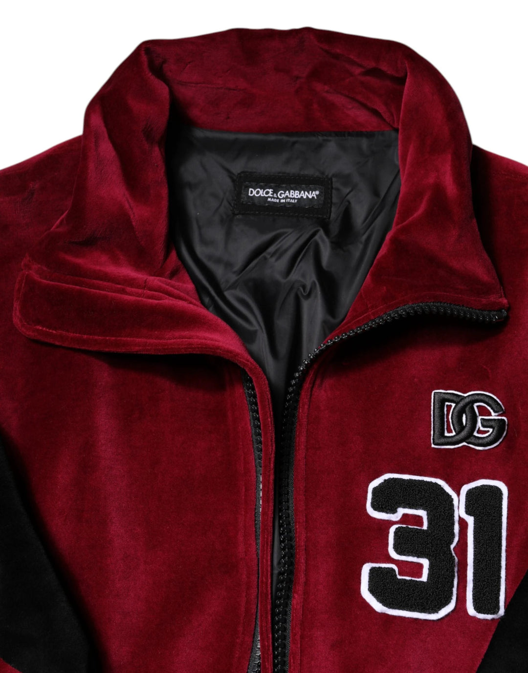 Dolce &amp; Gabbana Sample Sale Dolce &amp; Gabbana Red Black Cotton Logo FullZip Bomber Jacket - | Designer outlet