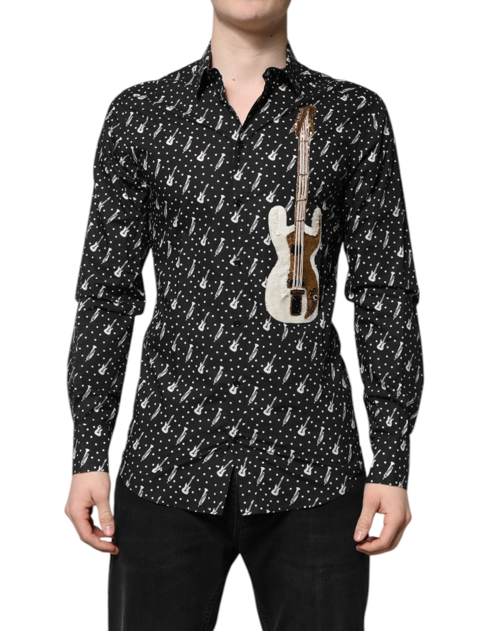 Dolce & Gabbana Sample Sale Dolce & Gabbana Black GOLD Instrument Embellished Shirt - | Designer outlet