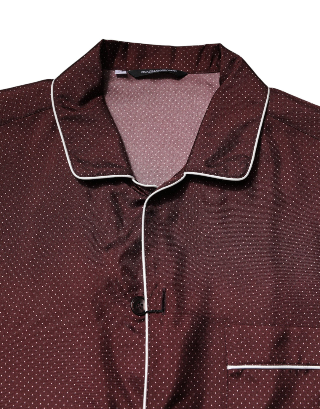 Dolce &amp; Gabbana Burgundy Silk Dotted Long Sleeves Shirt by Dolce &amp; Gabbana outlet now on sale