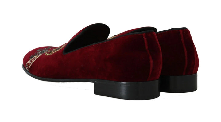 Dolce &amp; Gabbana Sample Sale Dolce &amp; Gabbana Bordeaux Velvet Loafers Gun Horseshoe Shoes - | Designer outlet