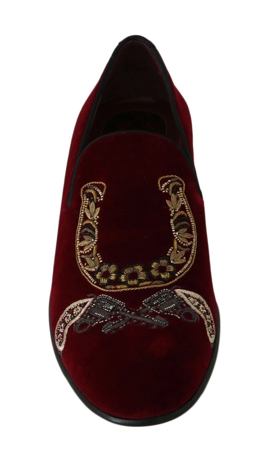 Dolce &amp; Gabbana Sample Sale Dolce &amp; Gabbana Bordeaux Velvet Loafers Gun Horseshoe Shoes - | Designer outlet