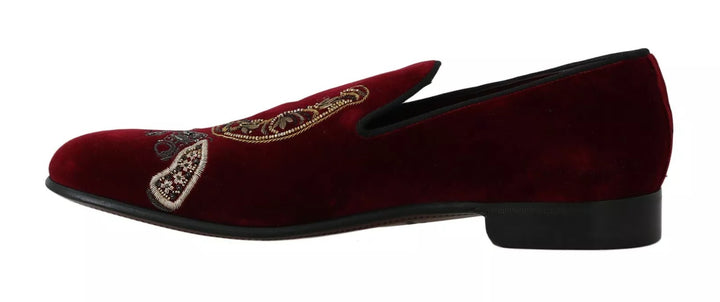 Dolce &amp; Gabbana Sample Sale Dolce &amp; Gabbana Bordeaux Velvet Loafers Gun Horseshoe Shoes - | Designer outlet