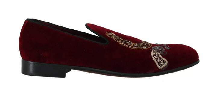 Dolce &amp; Gabbana Sample Sale Dolce &amp; Gabbana Bordeaux Velvet Loafers Gun Horseshoe Shoes - | Designer outlet