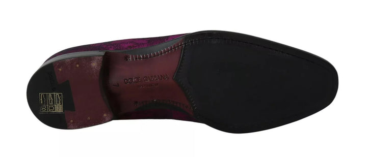 Dolce &amp; Gabbana Sample Sale Dolce &amp; Gabbana Purple Jacquard Loafers Dress Formal Shoes - | Designer outlet