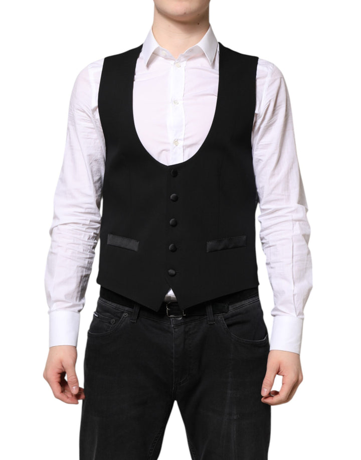 Dolce &amp; Gabbana Black Wool Waistcoat Dress Formal Vest by Dolce &amp; Gabbana outlet now on sale