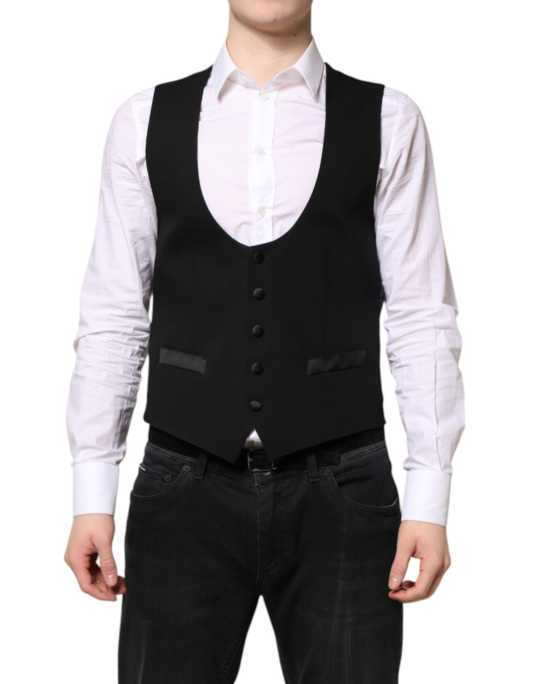 Dolce &amp; Gabbana Black Wool Waistcoat Dress Formal Vest by Dolce &amp; Gabbana outlet now on sale
