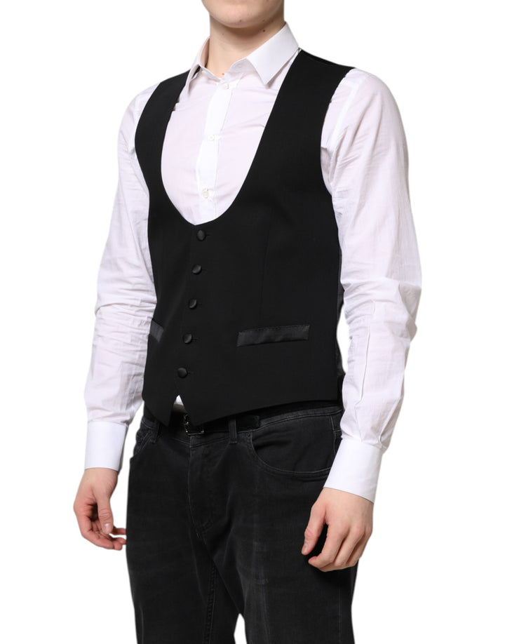 Dolce &amp; Gabbana Black Wool Waistcoat Dress Formal Vest by Dolce &amp; Gabbana outlet now on sale