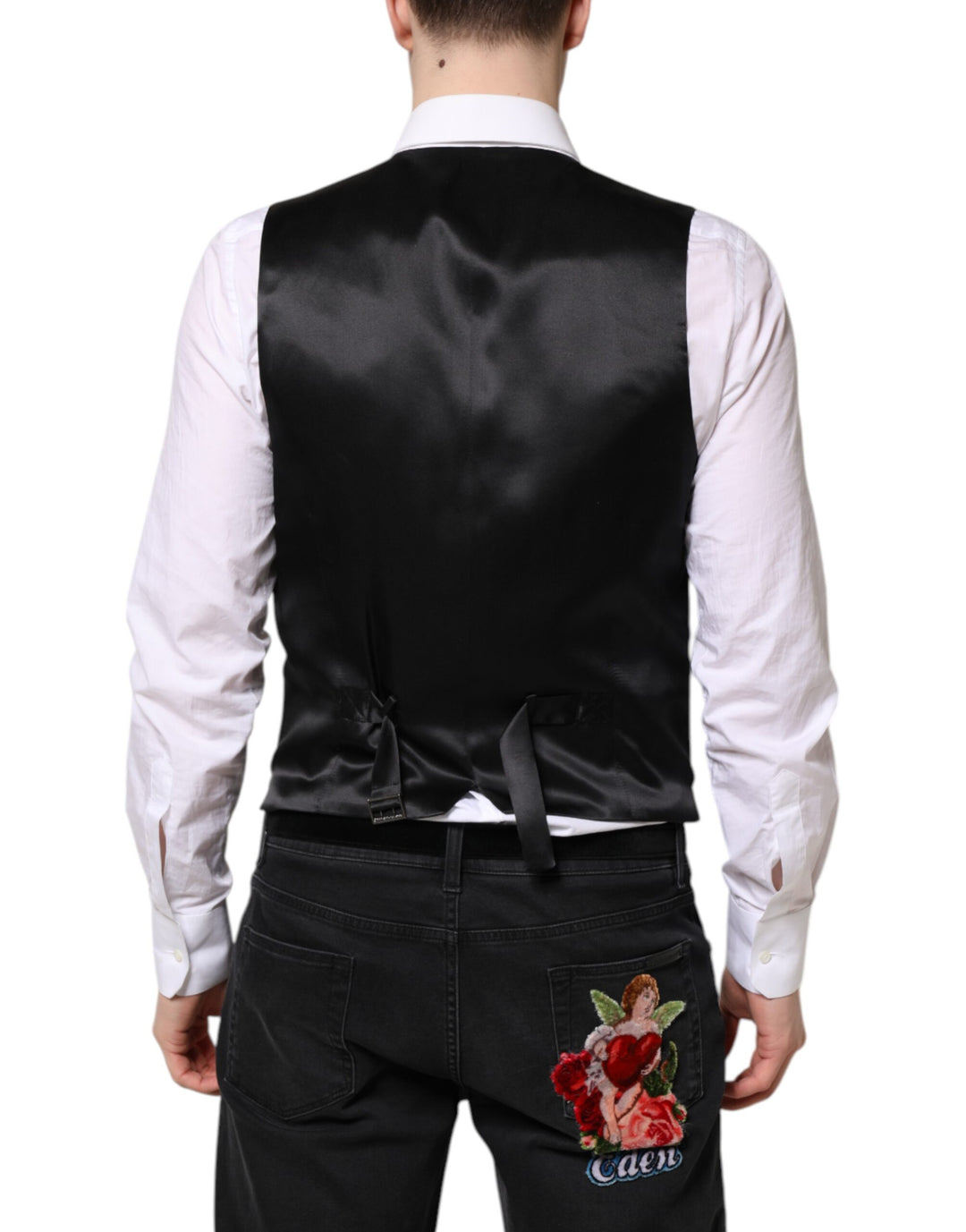 Dolce &amp; Gabbana Black Wool Waistcoat Dress Formal Vest by Dolce &amp; Gabbana outlet now on sale
