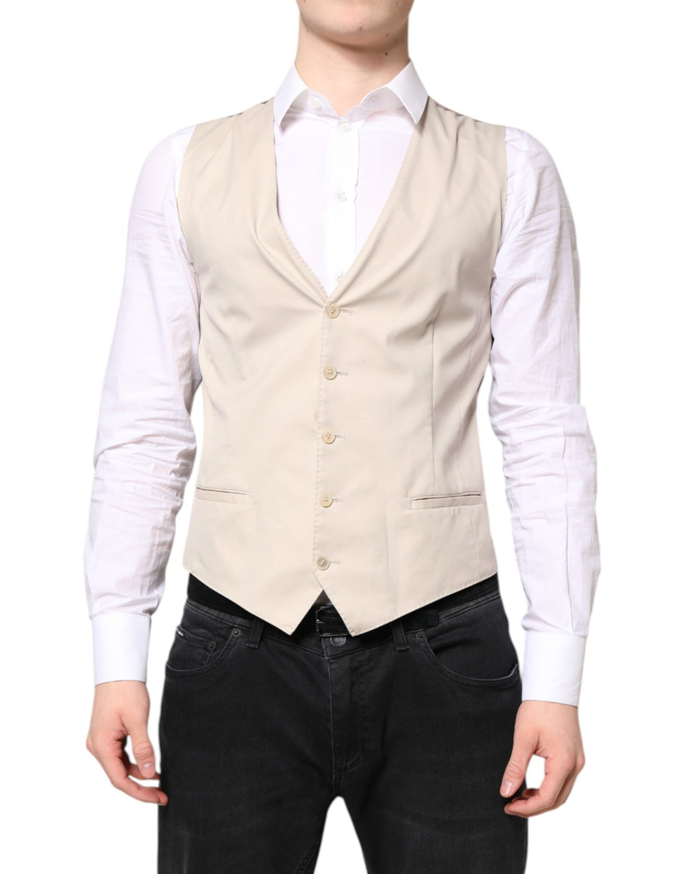 Dolce & Gabbana Beige Gray Dress Men Formal Waistcoat Vest by Dolce & Gabbana outlet now on sale