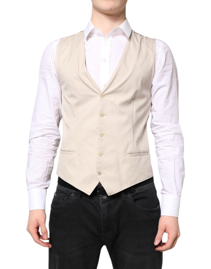 Dolce & Gabbana Beige Gray Dress Men Formal Waistcoat Vest by Dolce & Gabbana outlet now on sale