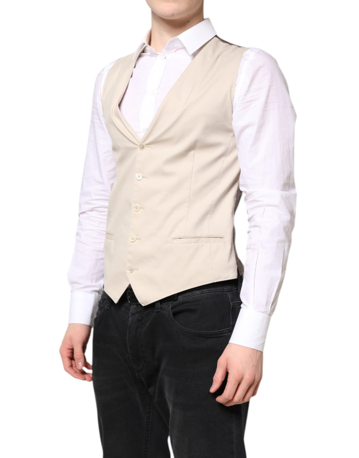 Dolce & Gabbana Beige Gray Dress Men Formal Waistcoat Vest by Dolce & Gabbana outlet now on sale