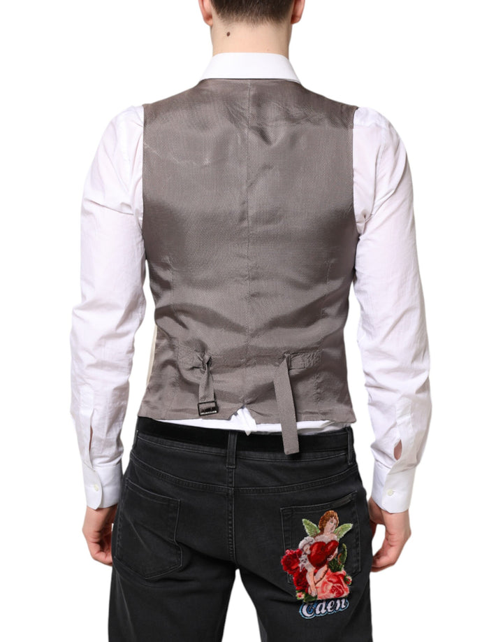 Dolce & Gabbana Beige Gray Dress Men Formal Waistcoat Vest by Dolce & Gabbana outlet now on sale