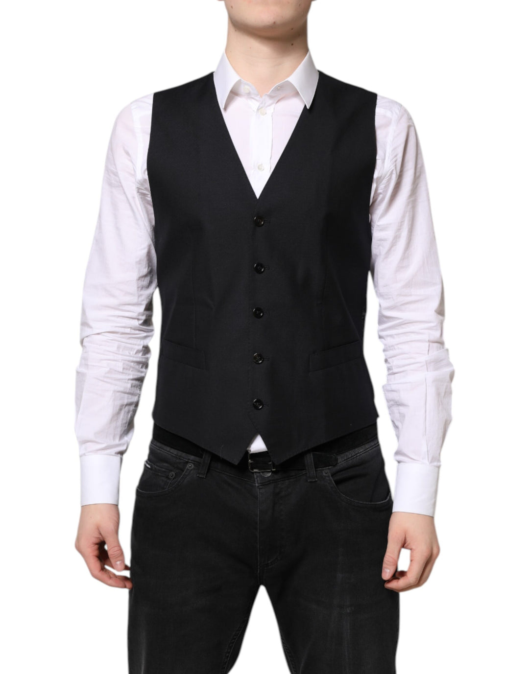 Dolce &amp; Gabbana Black Wool Waistcoat Dress Formal Vest by Dolce &amp; Gabbana outlet now on sale