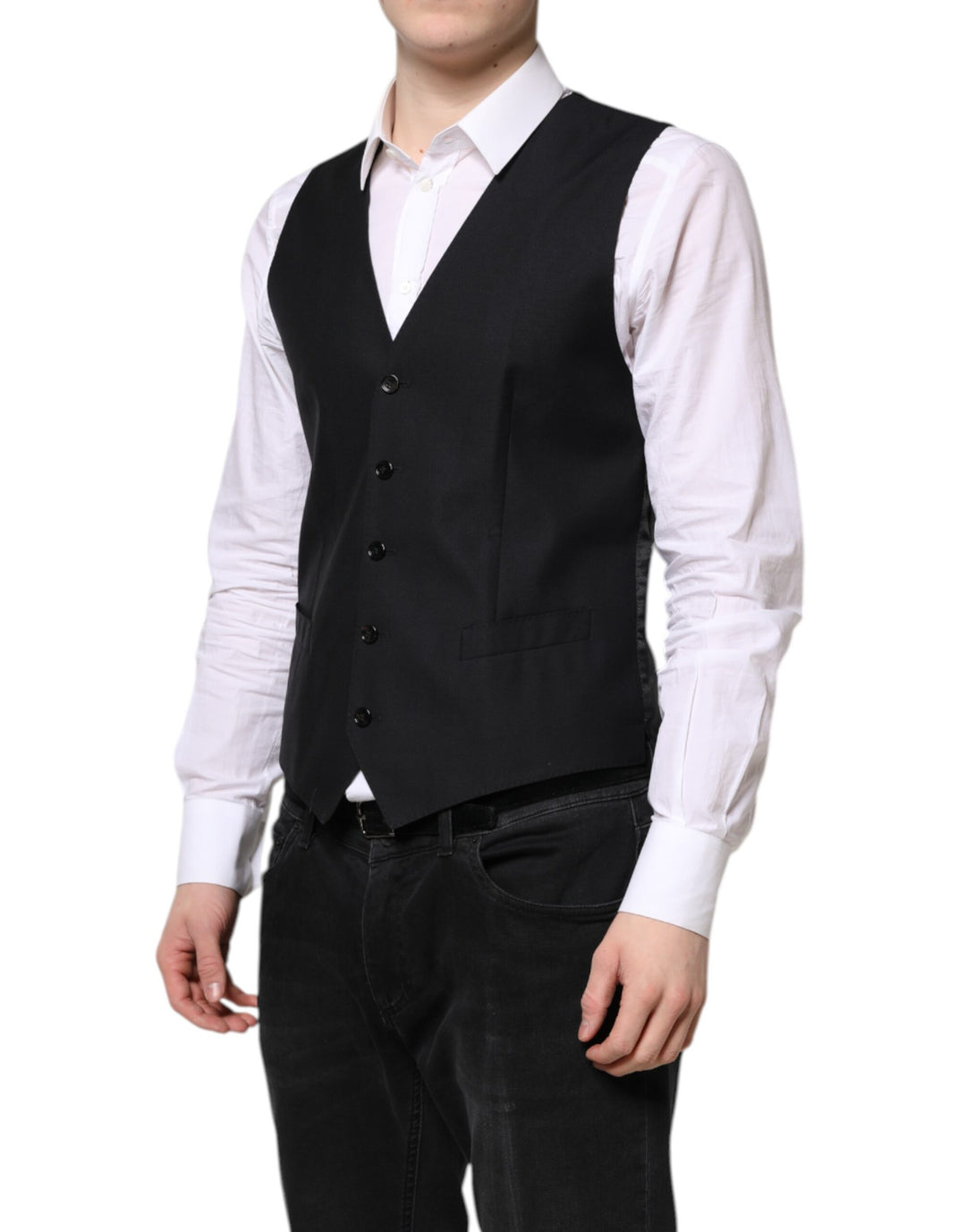 Dolce &amp; Gabbana Black Wool Waistcoat Dress Formal Vest by Dolce &amp; Gabbana outlet now on sale