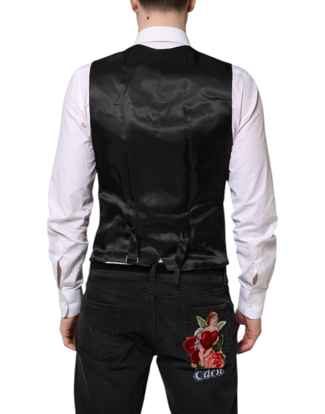 Dolce &amp; Gabbana Black Wool Waistcoat Dress Formal Vest by Dolce &amp; Gabbana outlet now on sale
