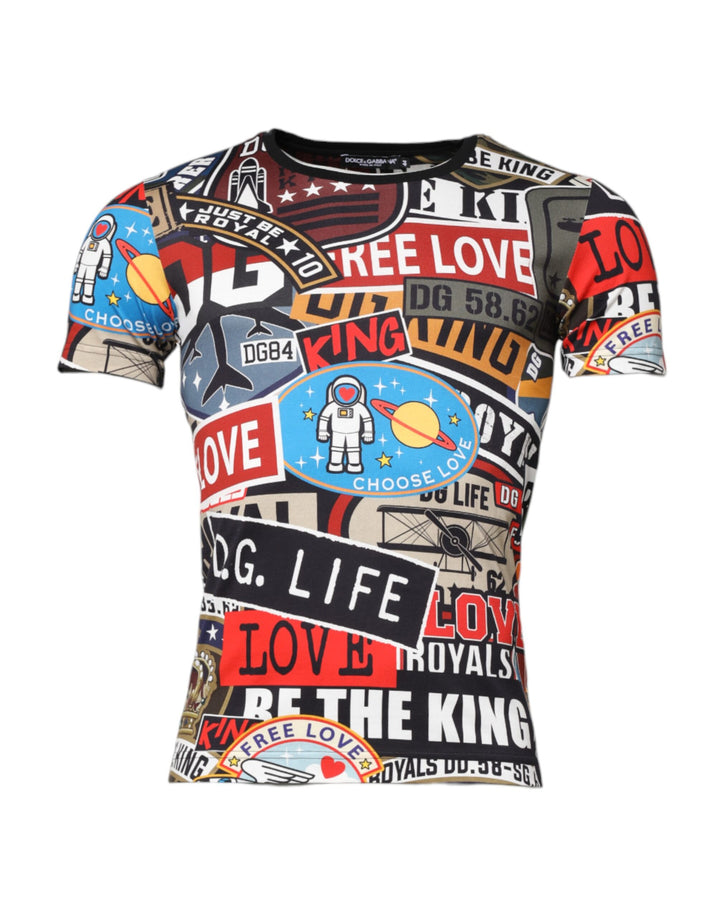 Dolce &amp; Gabbana Multicolor Patchwork Cotton Crew Neck T-shirt by Dolce &amp; Gabbana outlet now on sale