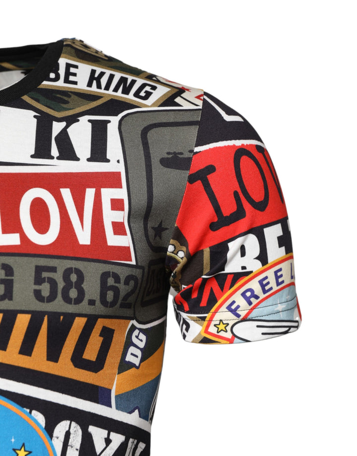 Dolce &amp; Gabbana Multicolor Patchwork Cotton Crew Neck T-shirt by Dolce &amp; Gabbana outlet now on sale