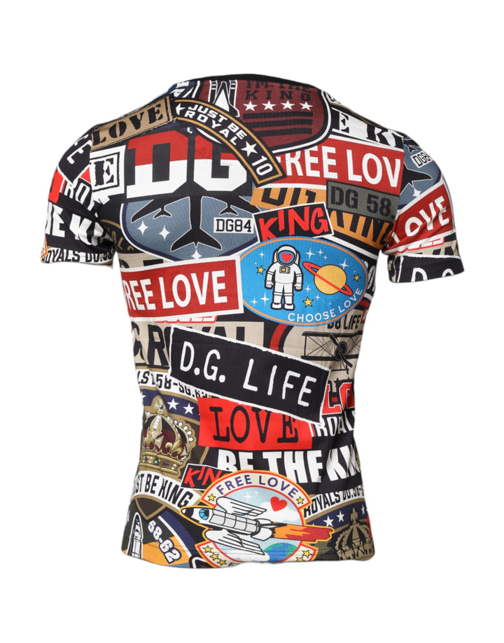 Dolce &amp; Gabbana Multicolor Patchwork Cotton Crew Neck T-shirt by Dolce &amp; Gabbana outlet now on sale