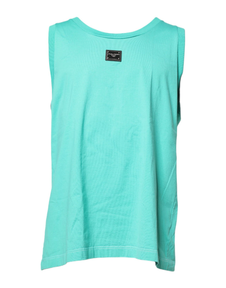 Dolce &amp; Gabbana Sample Sale Dolce &amp; Gabbana Green Sleeveless Logo Round Neck T-shirt - | Designer outlet