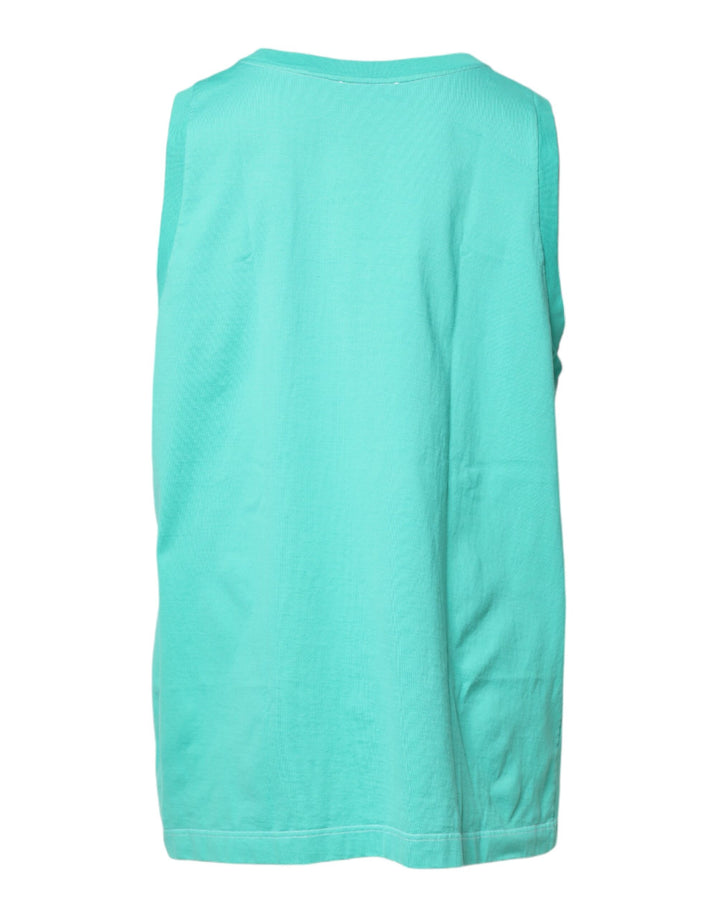 Dolce &amp; Gabbana Sample Sale Dolce &amp; Gabbana Green Sleeveless Logo Round Neck T-shirt - | Designer outlet