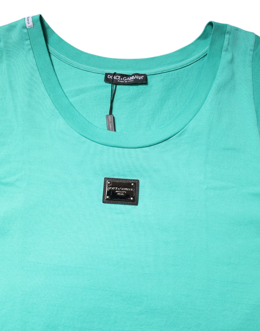 Dolce &amp; Gabbana Sample Sale Dolce &amp; Gabbana Green Sleeveless Logo Round Neck T-shirt - | Designer outlet