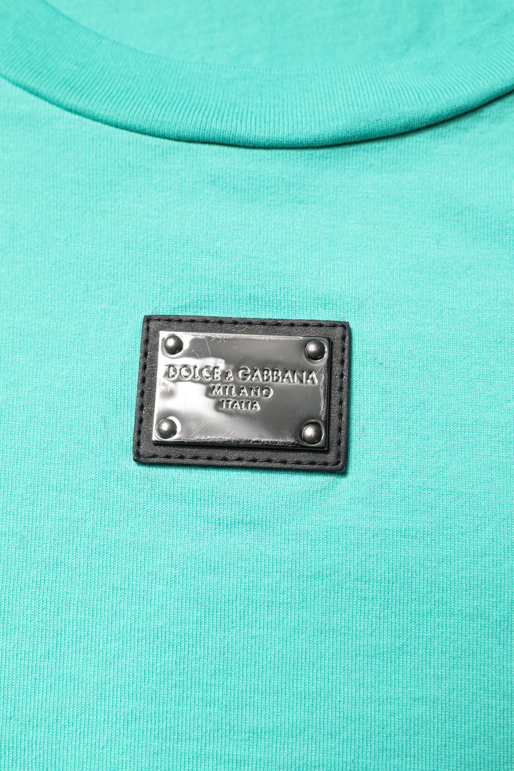 Dolce &amp; Gabbana Sample Sale Dolce &amp; Gabbana Green Sleeveless Logo Round Neck T-shirt - | Designer outlet