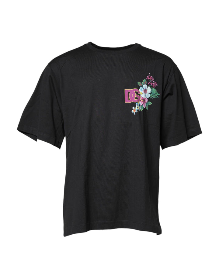 Dolce &amp; Gabbana Sample Sale Dolce &amp; Gabbana Black DG Floral Print Crew Neck T-shirt - | Designer outlet