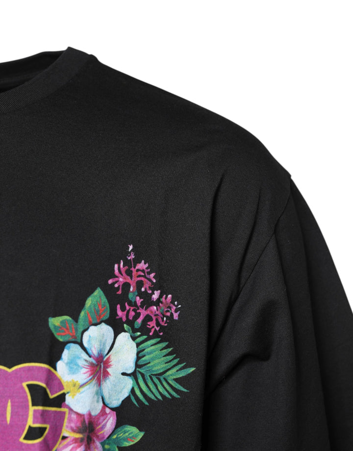 Dolce &amp; Gabbana Sample Sale Dolce &amp; Gabbana Black DG Floral Print Crew Neck T-shirt - | Designer outlet