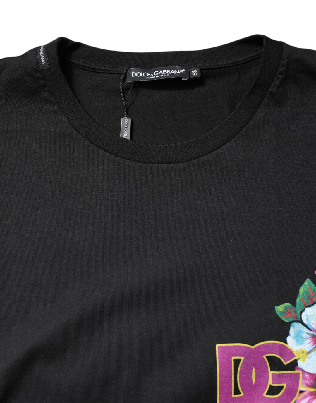 Dolce &amp; Gabbana Sample Sale Dolce &amp; Gabbana Black DG Floral Print Crew Neck T-shirt - | Designer outlet