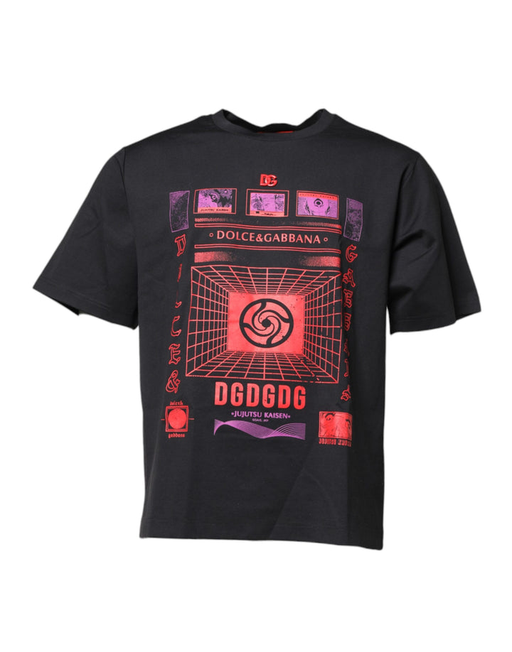 Dolce &amp; Gabbana Sample Sale Dolce &amp; Gabbana Black Cotton Graphic Print Crew Neck T-shirt - | Designer outlet