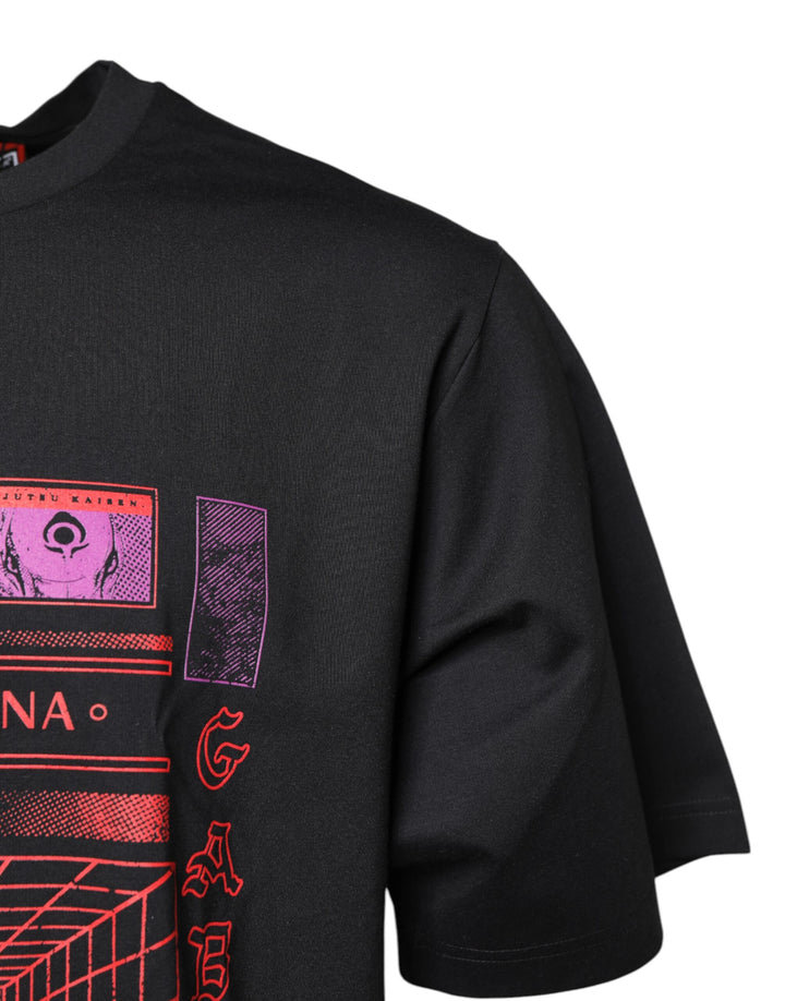 Dolce &amp; Gabbana Sample Sale Dolce &amp; Gabbana Black Cotton Graphic Print Crew Neck T-shirt - | Designer outlet