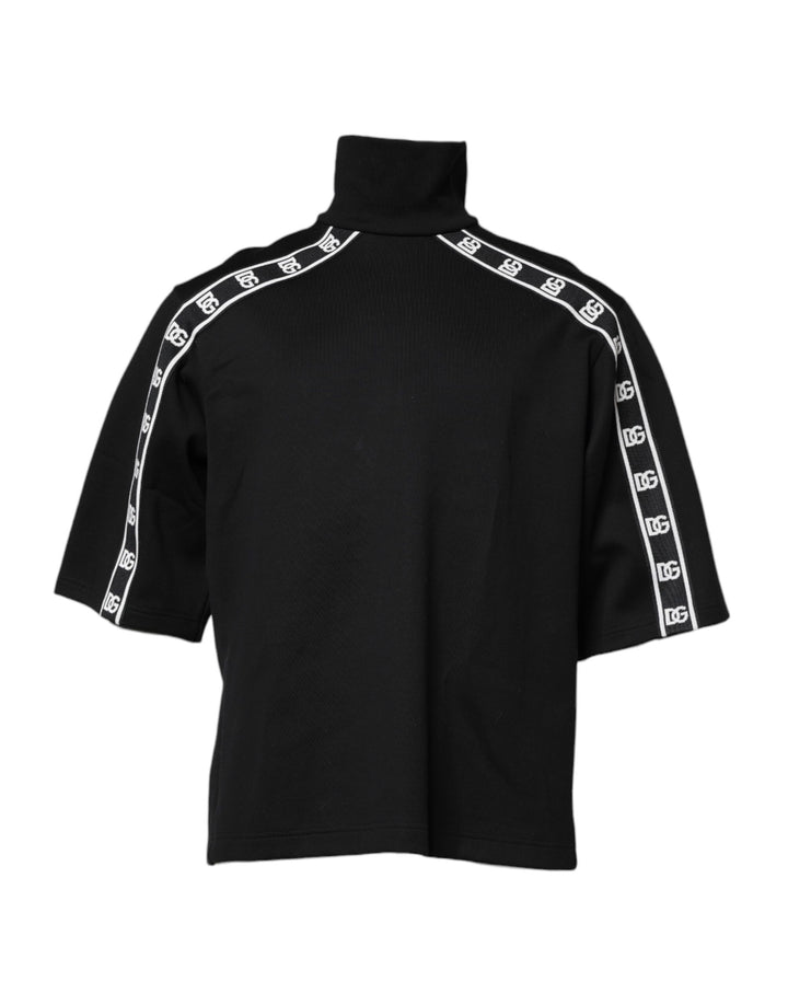 Dolce &amp; Gabbana Sample Sale Dolce &amp; Gabbana Black Cotton DG Print Turtleneck T-shirt - | Designer outlet