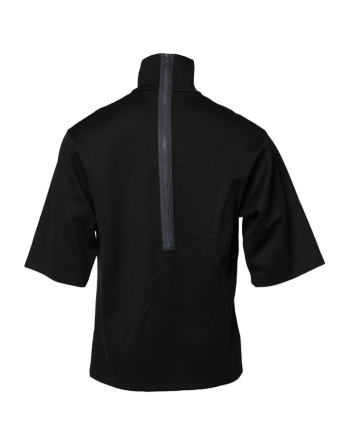Dolce &amp; Gabbana Sample Sale Dolce &amp; Gabbana Black Cotton DG Print Turtleneck T-shirt - | Designer outlet
