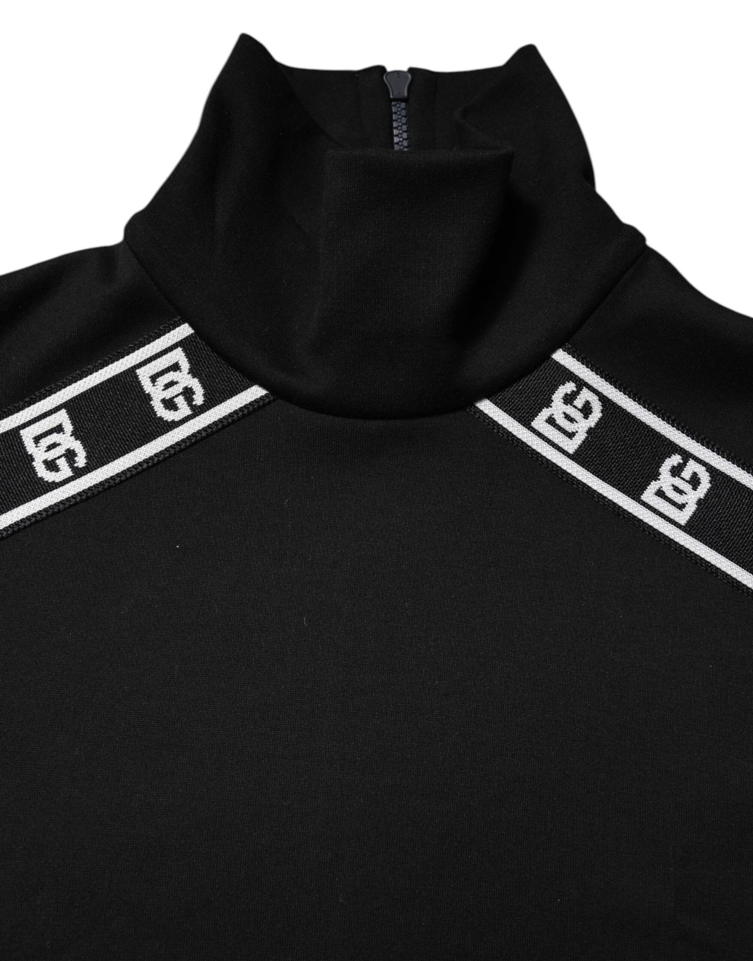 Dolce &amp; Gabbana Sample Sale Dolce &amp; Gabbana Black Cotton DG Print Turtleneck T-shirt - | Designer outlet