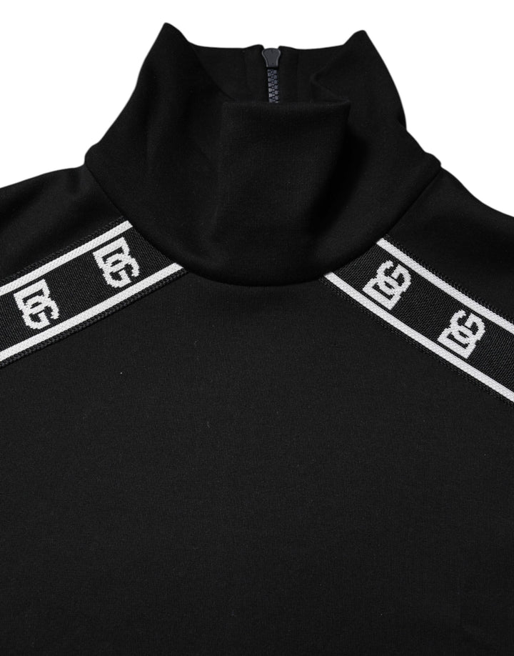 Dolce &amp; Gabbana Sample Sale Dolce &amp; Gabbana Black Cotton DG Print Turtleneck T-shirt - | Designer outlet