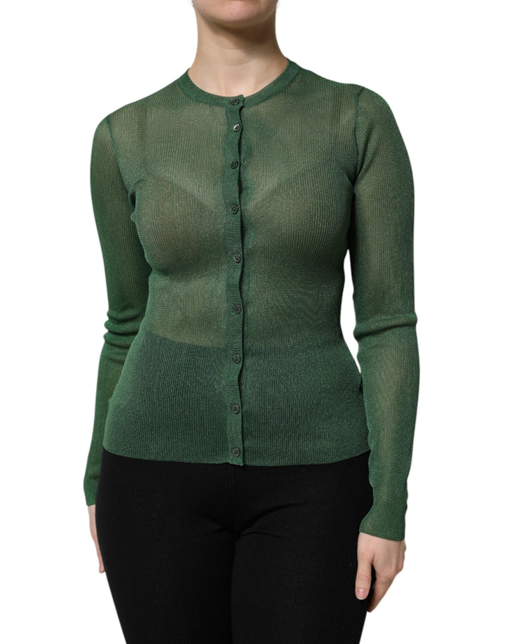 Dolce & Gabbana Green Polyester Long Sleeves Cardigan Sweater by Dolce & Gabbana outlet now on sale