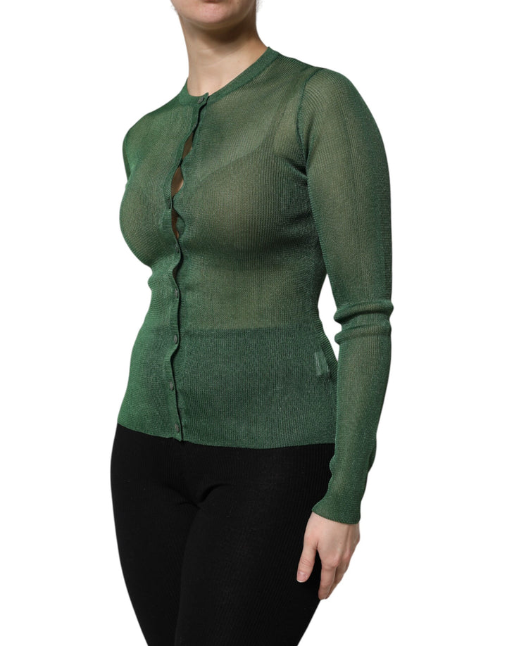 Dolce & Gabbana Green Polyester Long Sleeves Cardigan Sweater by Dolce & Gabbana outlet now on sale