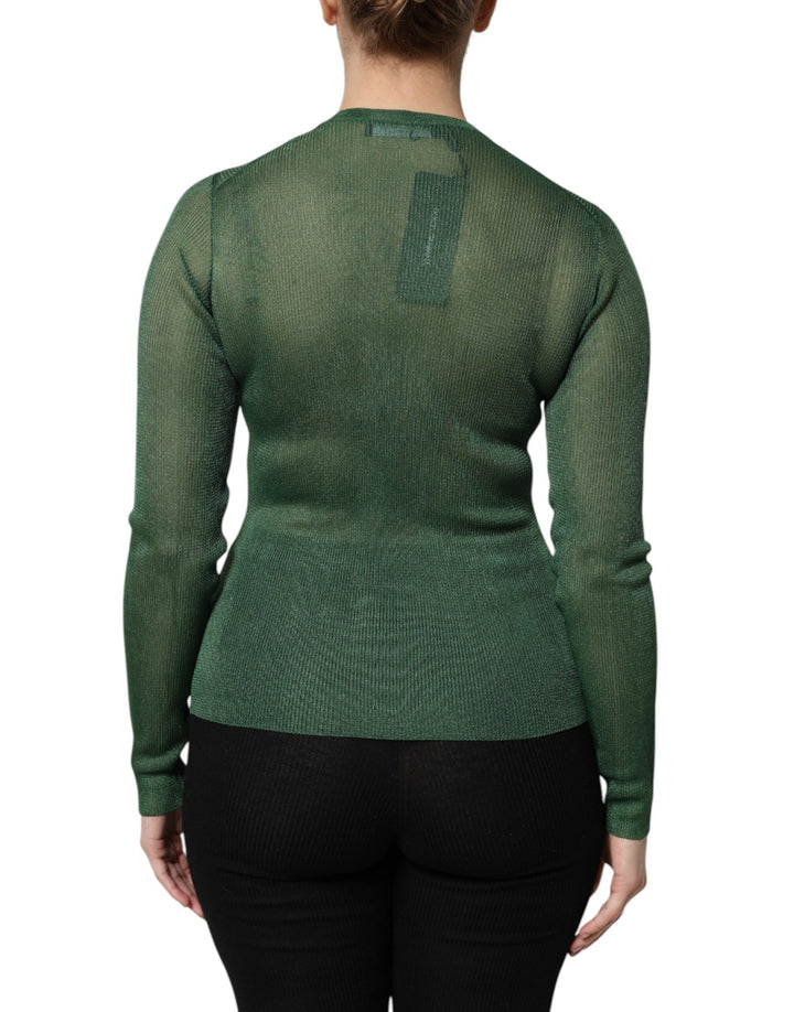 Dolce & Gabbana Green Polyester Long Sleeves Cardigan Sweater by Dolce & Gabbana outlet now on sale