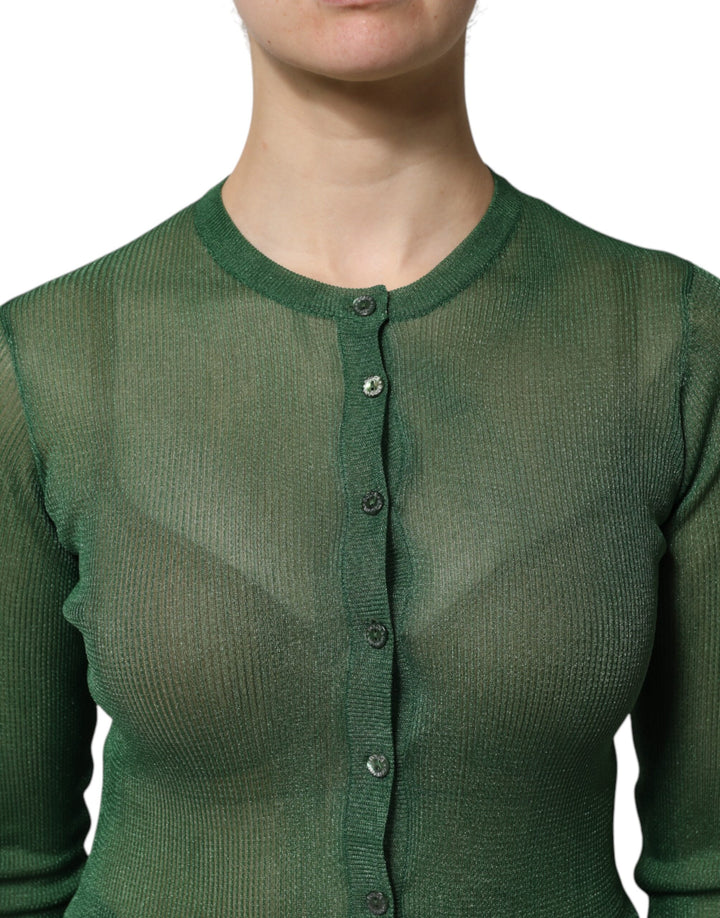 Dolce & Gabbana Green Polyester Long Sleeves Cardigan Sweater by Dolce & Gabbana outlet now on sale